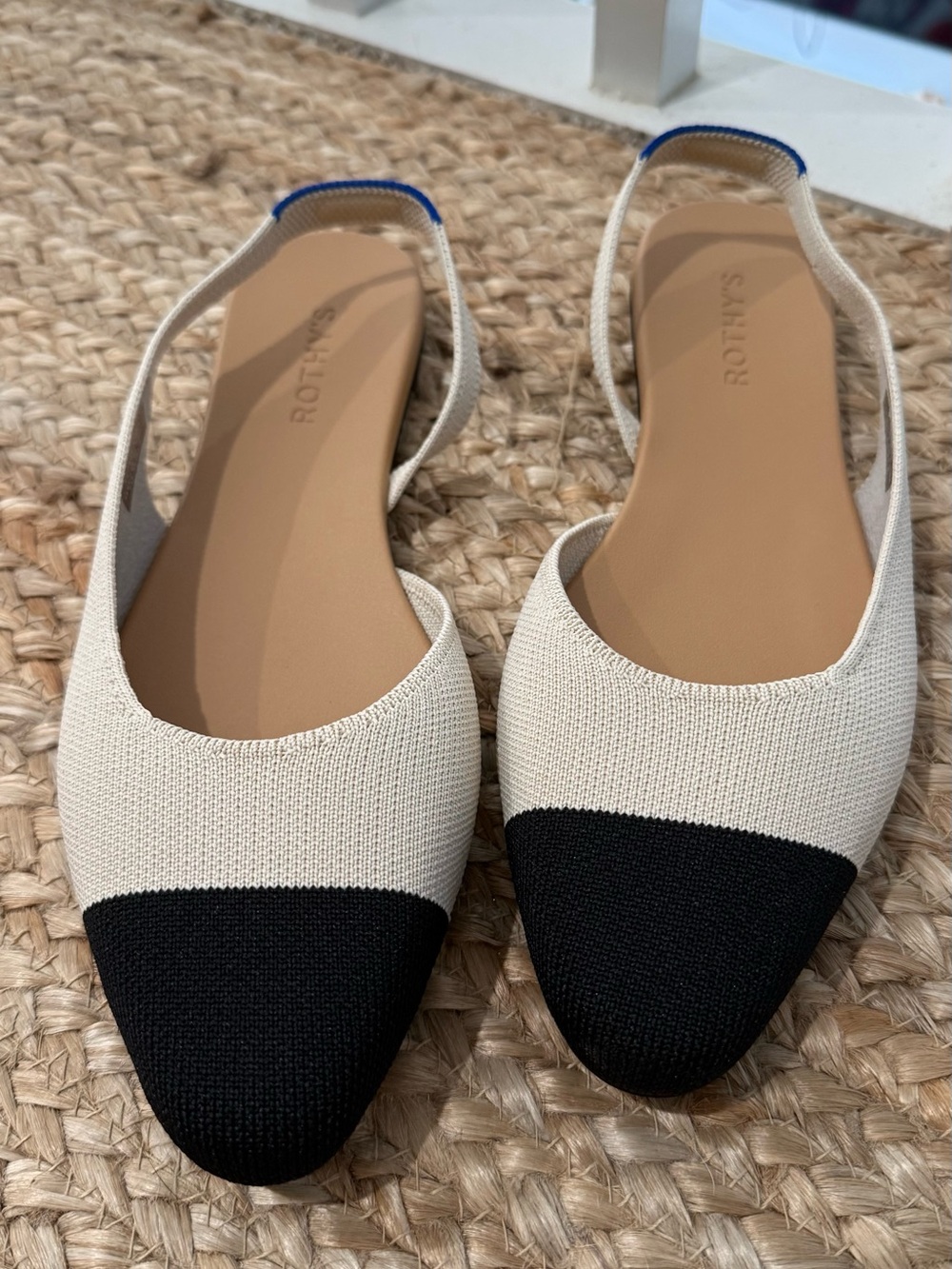 Skechers Two-Tone Slingback Flat in Cream and Black